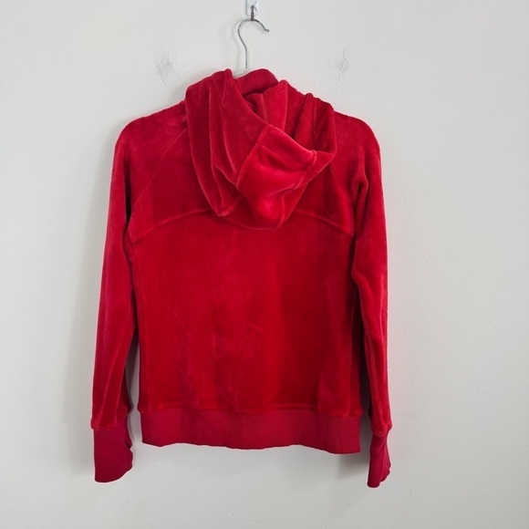 Athleta Triumph Hoodie Double Cozy Karma Hibiscus Red Velour Size XS X-Small - Picture 4 of 10